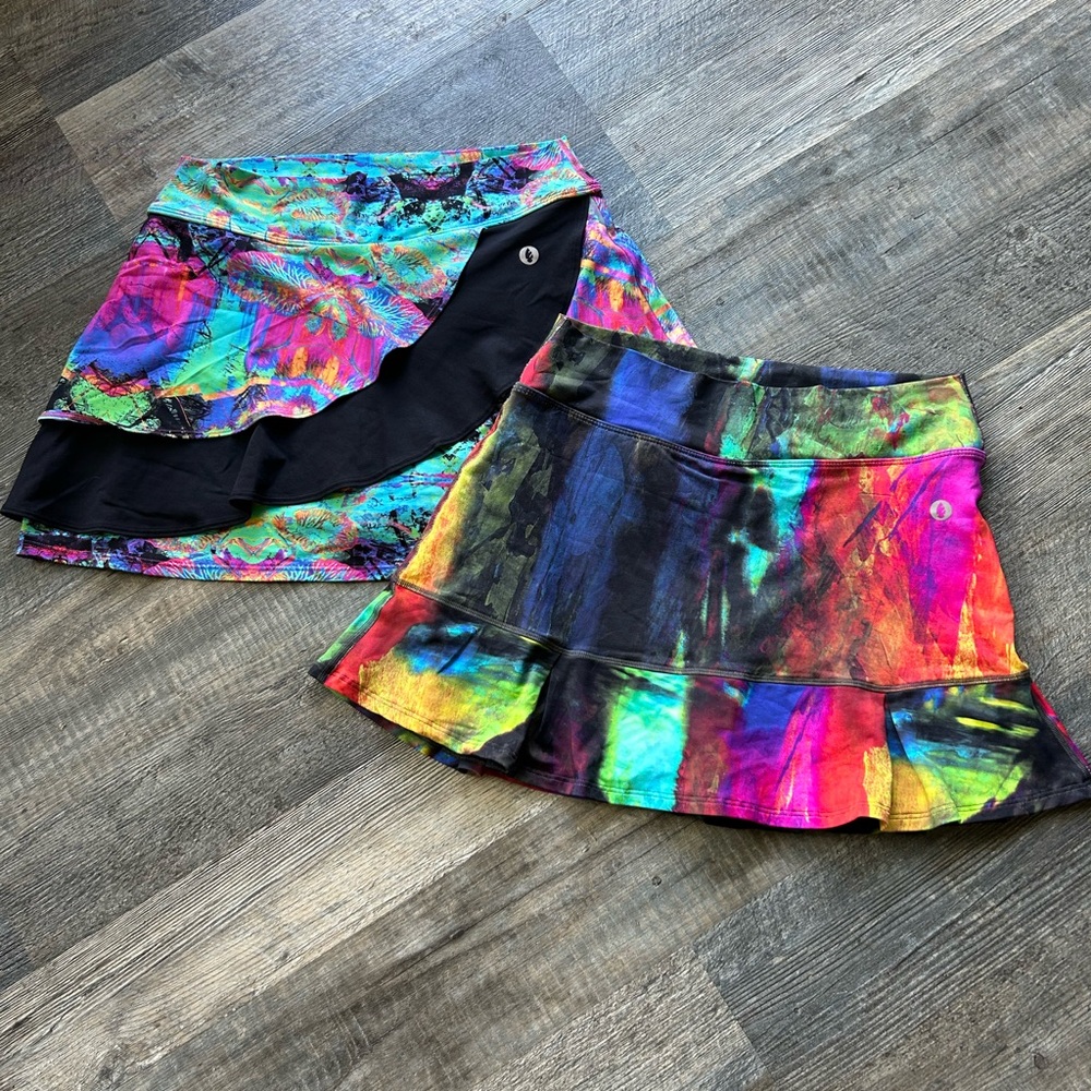Multicolor Ruffle Tennis Skirt - Vibrant Rainbow Print